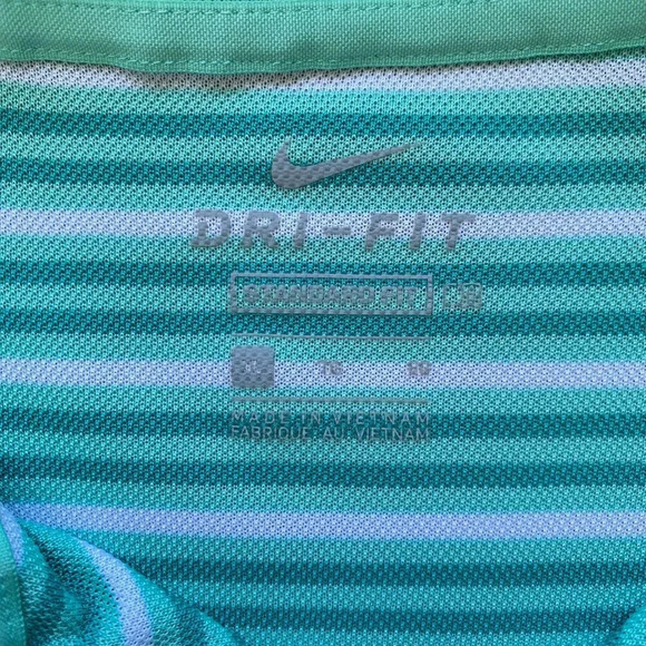 Nike Men's Size XL Short Sleeve Dri-FIT Victory Striped Golf Polo Shirt Aqua - Picture 16 of 16
